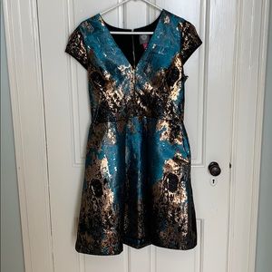 Blue and black with gold accents